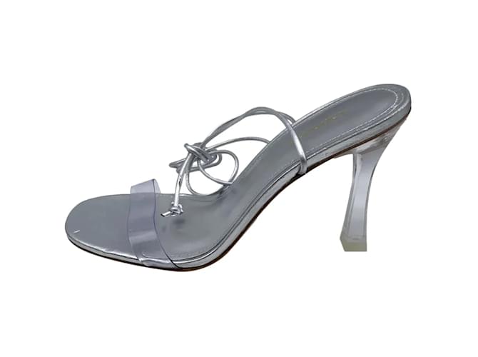 Autre Marque NON SIGNE / UNSIGNED  Sandals T.US 8.5 Leather Silvery  ref.837564