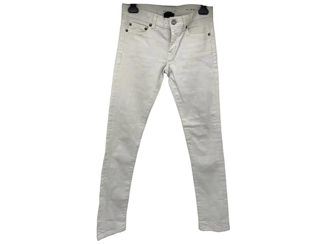 SAINT LAURENT Jeans T.US 25 cotton Bianco Cotone  ref.837803