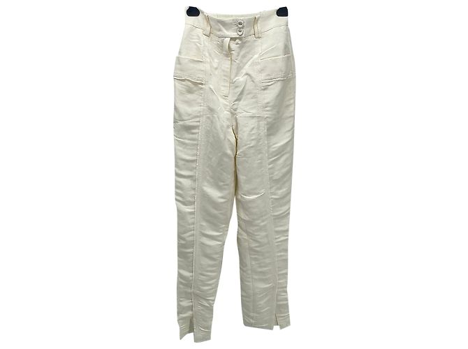Maje AJE Pantalones T.Reino Unido 8 lino Blanco