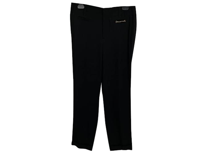 GUCCI  Trousers T.fr 38 silk Black  ref.838062