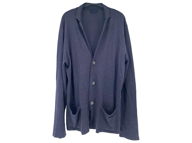 LANVIN  Knitwear & sweatshirts T.International XXXL Cotton Navy blue  ref.838225