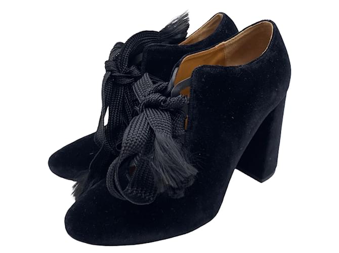 Chloé CHLOE  Ankle boots T.eu 38.5 velvet Black  ref.838267