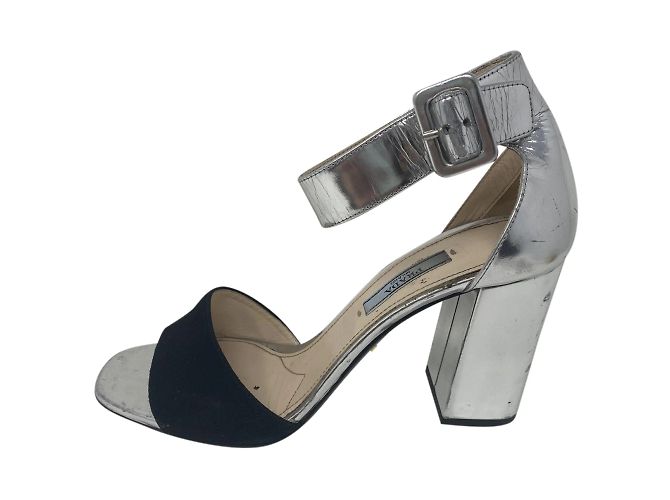 PRADA  Sandals T.eu 38.5 Leather Silvery