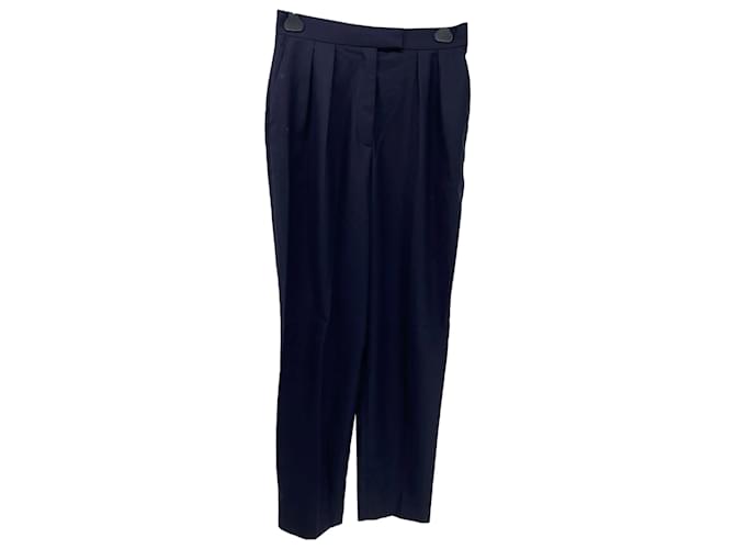 Autre Marque ROHE  Trousers T.fr 38 WOOL Navy blue  ref.838500