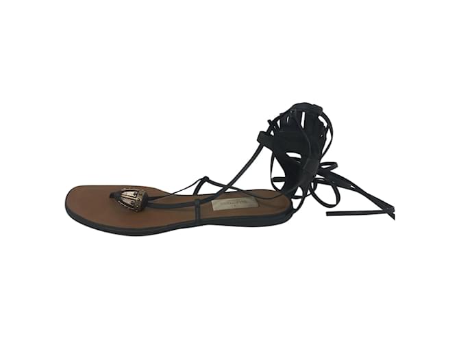 VALENTINO GARAVANI  Sandals T.eu 38.5 Leather Black  ref.838551