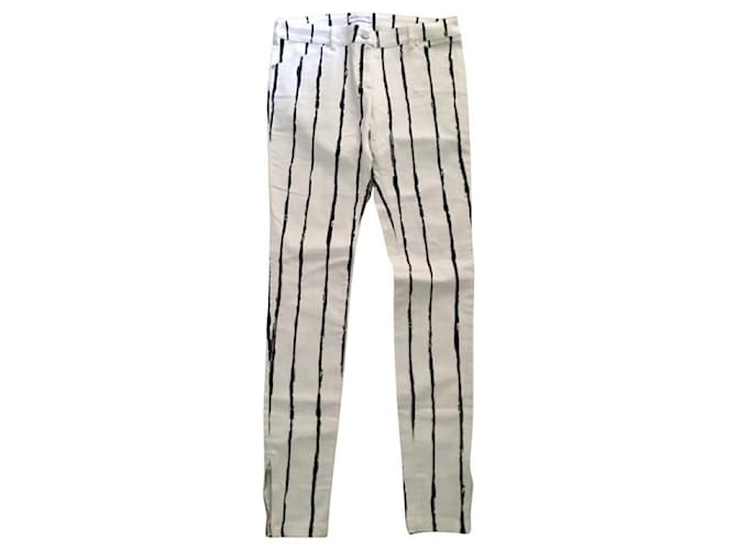 Balenciaga Striped jeans White Cotton  ref.838878