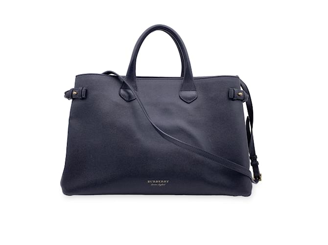 Burberry Black Leather The Banner Tote Bag Satchel with Strap  ref.838940