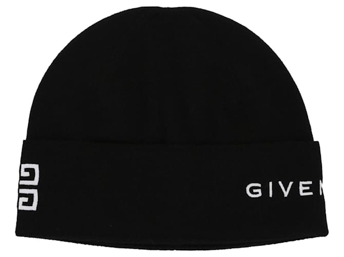 Brodé Givenchy 4Bonnet en laine à logo G Noir  ref.838986