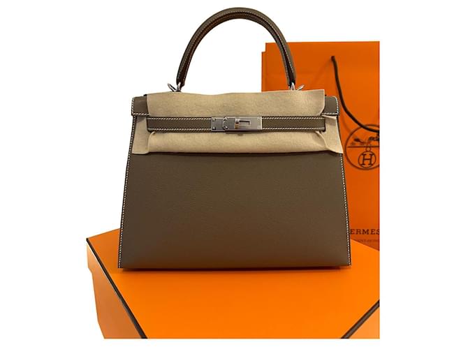Hermès Kelly bag 28  EPSOM ETOUPE Taupe Leather  ref.838997
