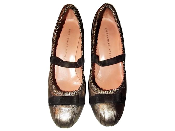 MARC BY MARC JACOBS PUMPS SALOME GOLD ANTIQUE SMALL KNOTS BLADE ANTH T 39 Metallic Leather  ref.839044