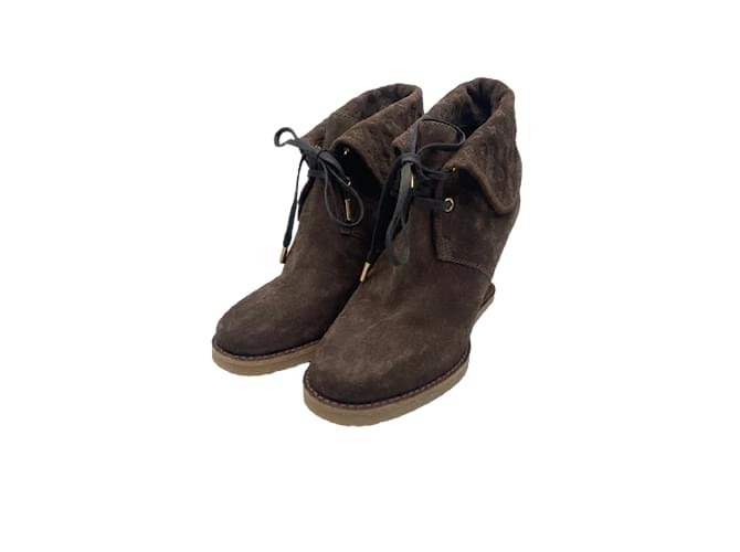 LOUIS VUITTON  Ankle boots T.eu 38.5 Suede Brown  ref.839068