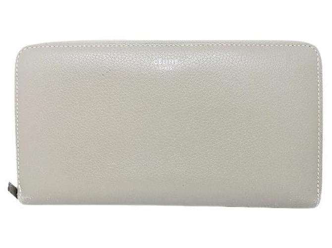 Céline Zip Around Grey Leather  ref.839225