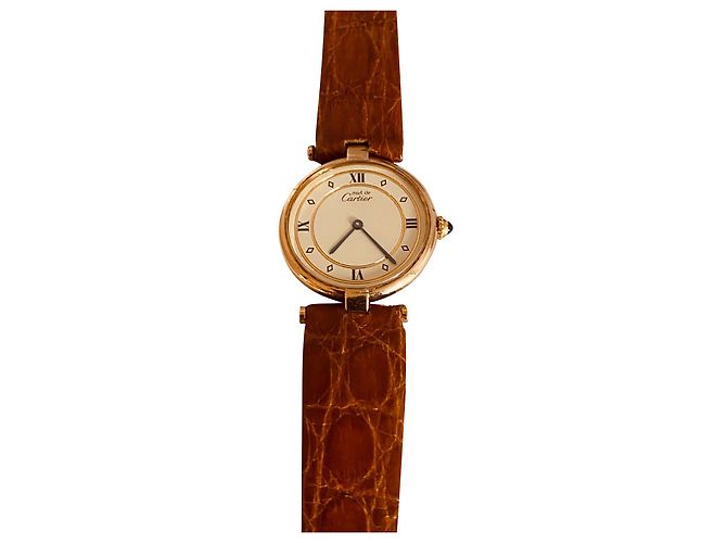 Reloj Cartier Vendome Plata Chapado en Oro Blanco roto
