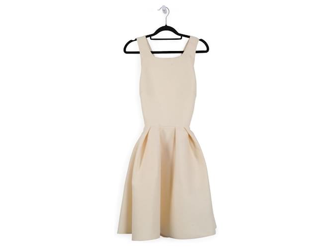 Christian Dior Ivory Wool Sleeveless Open Criss-Cross Back Mini Dress White Cream  ref.839802