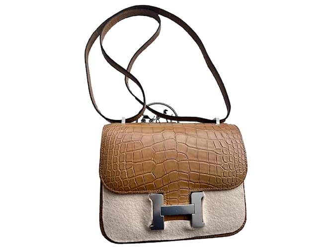 Constance Hermès Handbags Bronze Exotic leather  ref.839837