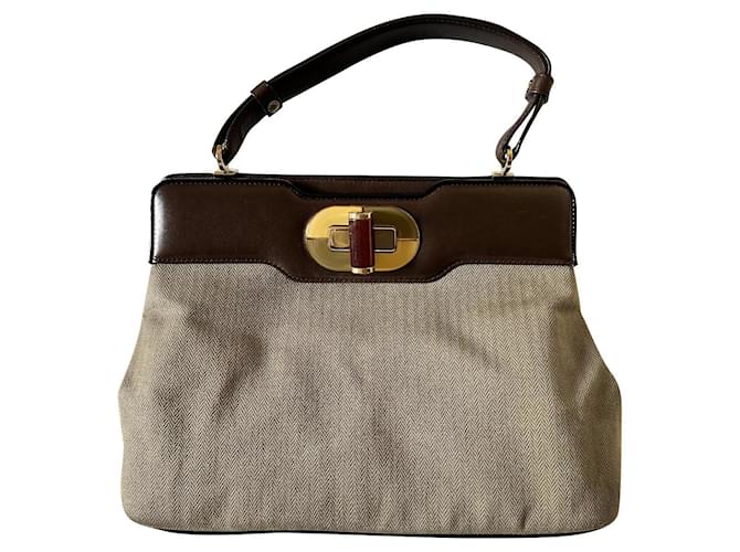 Bulgari Isabella Rossellini Handbag Brown Leather  ref.839845