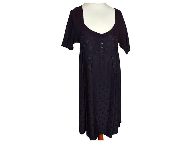 MARC BY MARC JACOBS SUBLIME COUTURE KLEID SEIDE UND SEIDE WOLLE KRAGEN ODER T 36/38 Dunkelbraun