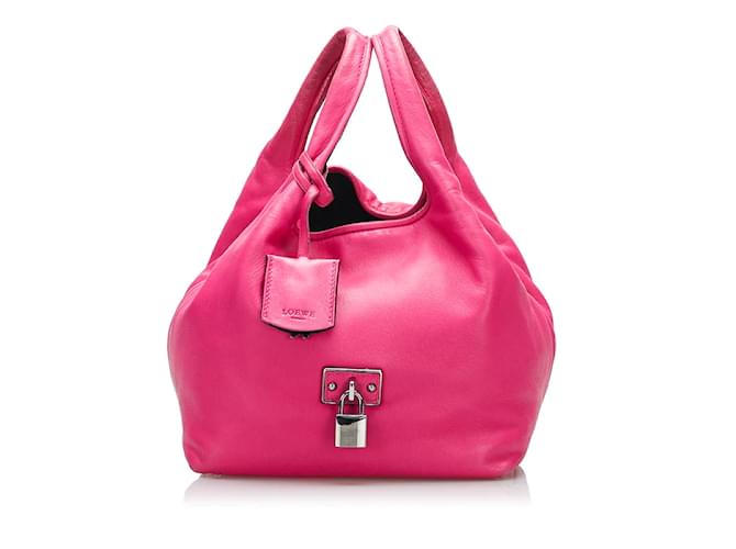 Loewe Leather Calle Lock Handbag Pink Pony-style calfskin  ref.840185