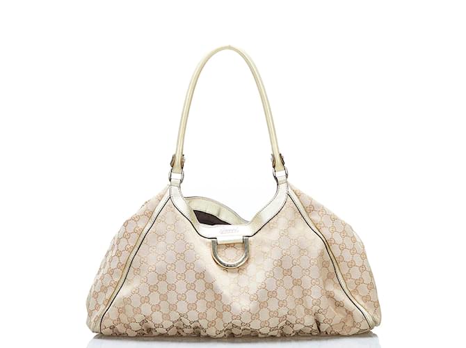 Gucci GG Canvas Abbey D-Ring Shoulder Bag 189835 Beige Cloth  ref.840276