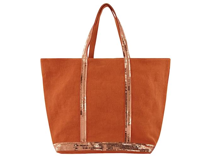 Cabas L Tote Bag Vanessa Bruno Mandarine Linen Red ref
