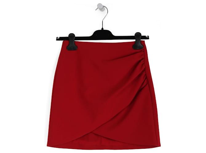 Alice + Olivia Red Crepe/Acetato Fidela Minifalda Roja Fibra de celulosa  ref.840950