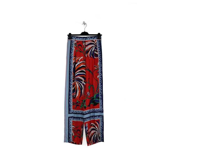 Emilio Pucci Pantaloni del pigiama in seta con stampa di fiori di cactus multicolore  ref.840951