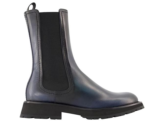 Chelsea Boots - Alexander McQueen - Leather - Black Grey  ref.841056