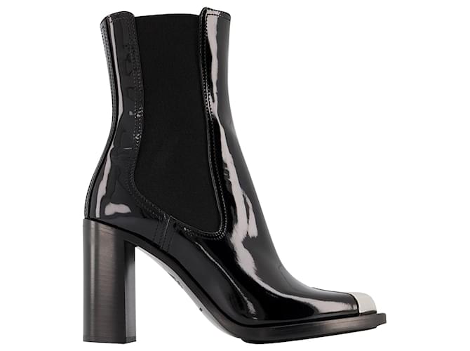 Alexander Mcqueen Boots in Black/Silver Leather  ref.841069