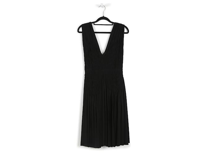 Maison Rabih Kayrouz Mini-robe sans manches froncée en cupro noir Fibre de cellulose  ref.841072