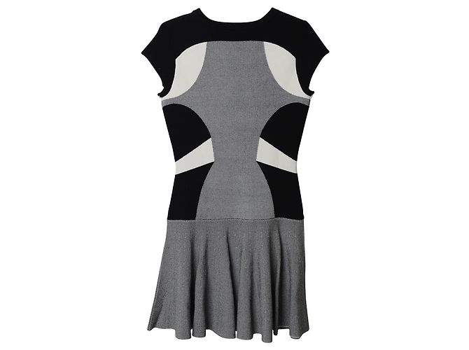Diane Von Furstenberg Vestido monocromático de punto Renee de DvF Negro Blanco Gris