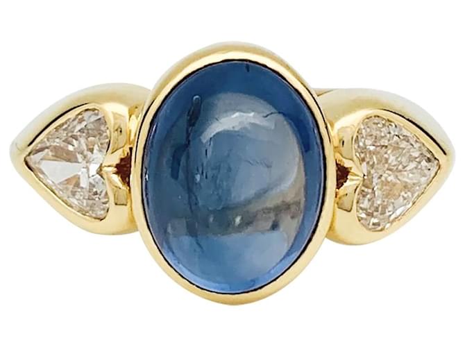 inconnue Cabochon sapphire ring 6 Cts, diamonds hearts. Yellow gold  ref.841151