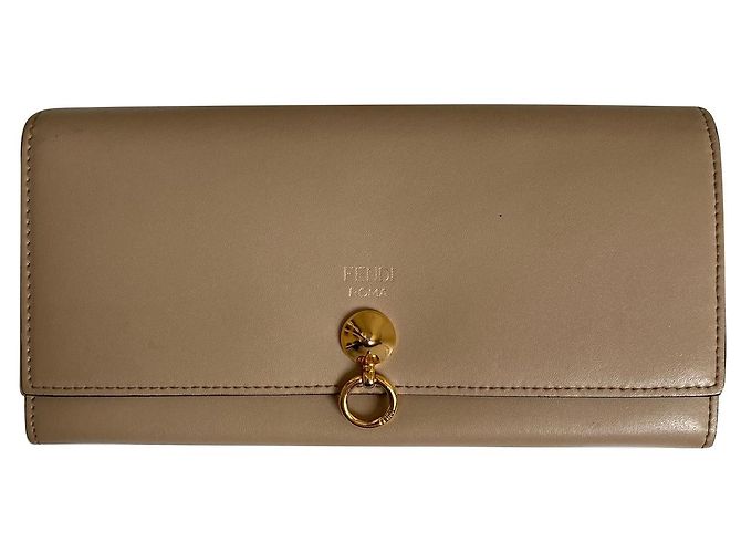 Fendi By The Way Continental Geldbörse Leder Beige