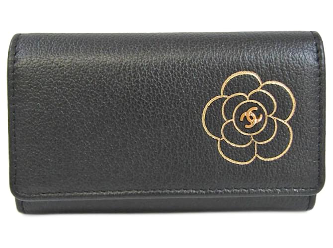 Chanel Camellia Black Leather  ref.841218