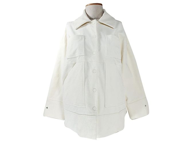 Ganni Ridgewood Jacke Weiß Baumwolle