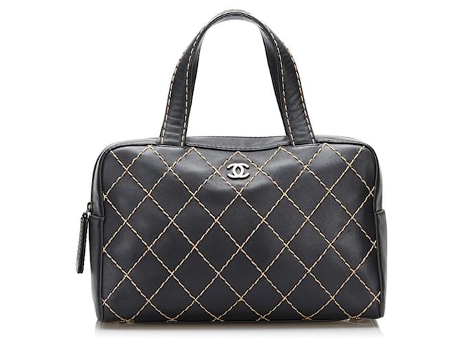 Chanel Stitch Sauvage Cuir Noir  ref.841595