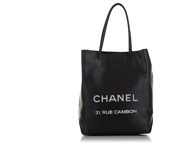 Chanel Black Medium Essential Shopping Tote Leather Pony-style