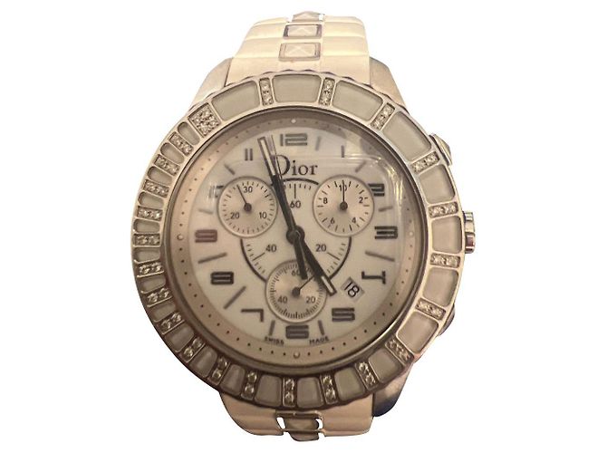 Relógio Christian Dior Christale branco com diamantes