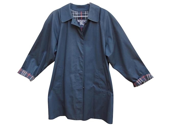 imperméable Burberry taille 42 Coton Polyester Bleu Marine  ref.841878