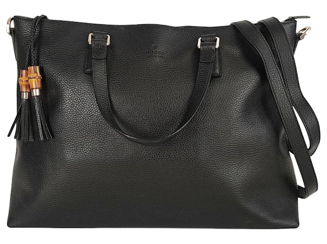 Gucci Bamboo Shopper maxi shoulder bag in black leather  ref.841917