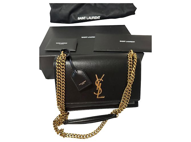 Saint Laurent Sunset Tasche medium schwarz Leder