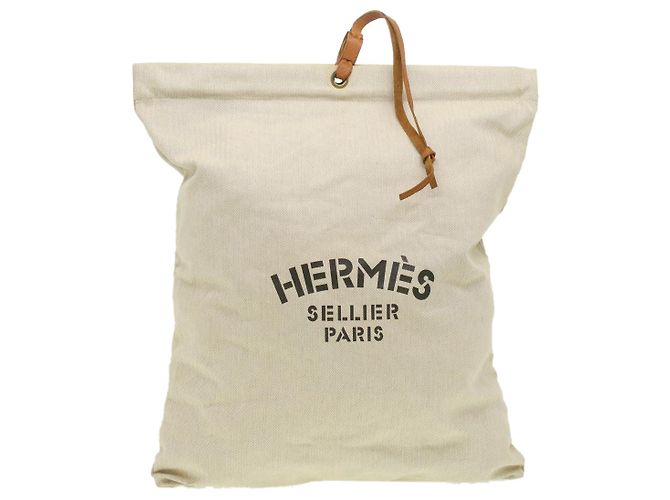 Hermès Aline 2 Borsa in cotone 100% Tela Beige Auth kk161