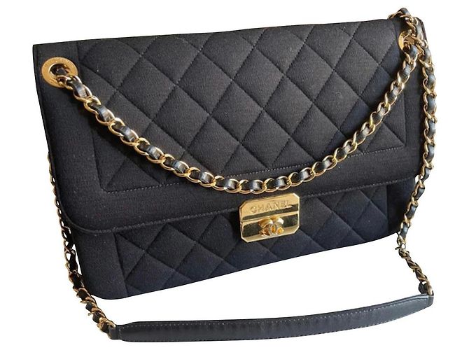 Bolsa de mão Chanel preta de tecido Preto