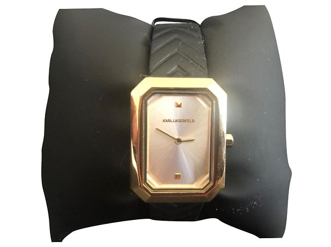 Karl Lagerfeld Only Time Armbanduhr Leder Schwarz