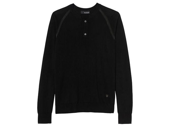 The Kooples Herren-Henley-Strickwaren Schwarz