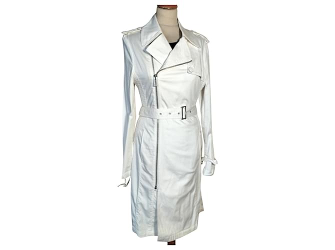 Karl Lagerfeld LAGERFELD TRENCH COUTURE  ICONIC   TRENDY  GRAPHIQUE SMOCKé GAUFRé TM OU T 36/38 Coton Blanc  ref.843281