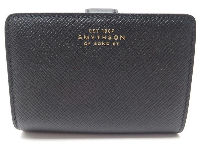 NEW SMYTHSON WALLET CONTINENTAL PANAMA BLACK WALLET PURSE