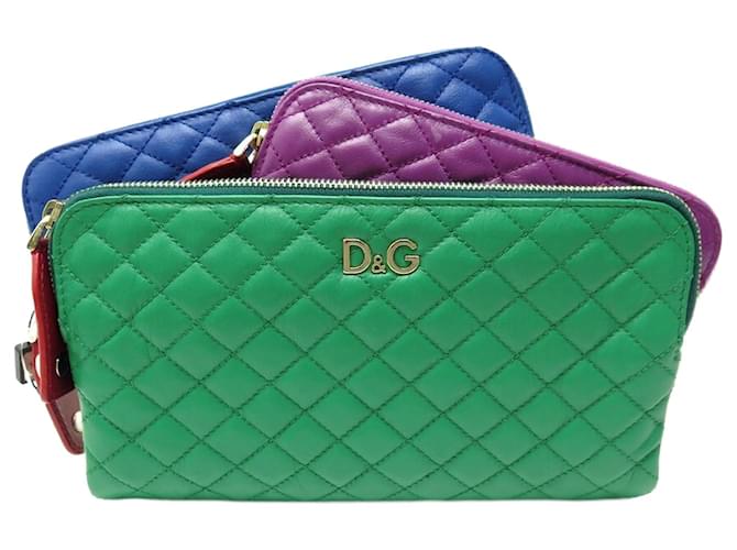 NEW DOLCE & GABBANA MINDY MULTI HAND POUCH BAG POUCH CLUTCH KIT NEW Multiple colors Leather  ref.843392