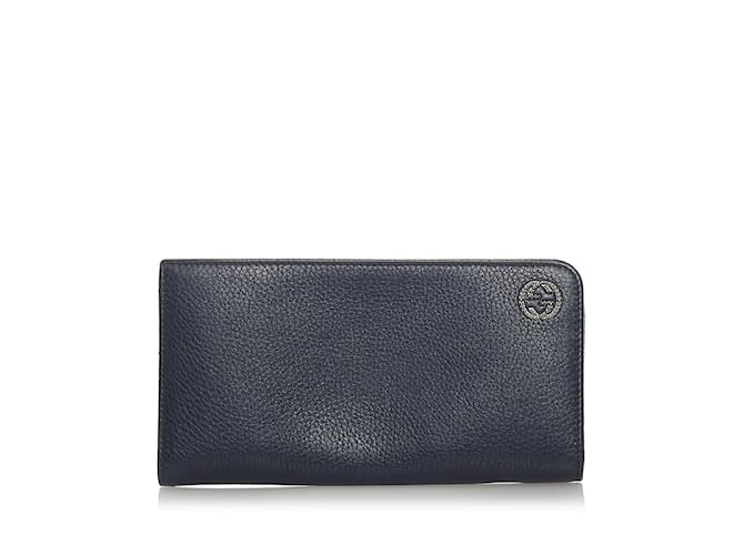 Gucci Leather Long Wallet 308787.0 Blue  ref.843464