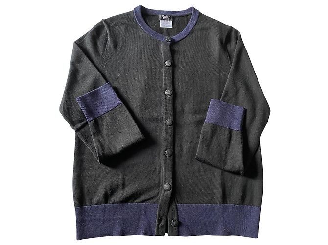 Strickjacke Chanel Marineblau Wolle