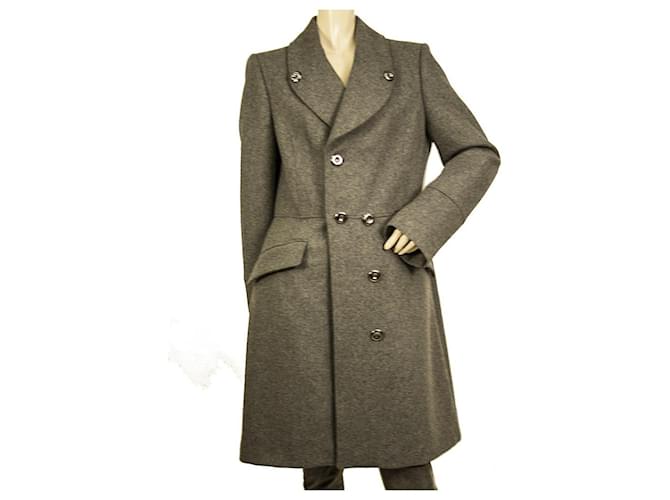 Burberry cinza lã virgem e caxemira inverno clássico casaco acima do joelho 42 IT, 10 US  ref.843515